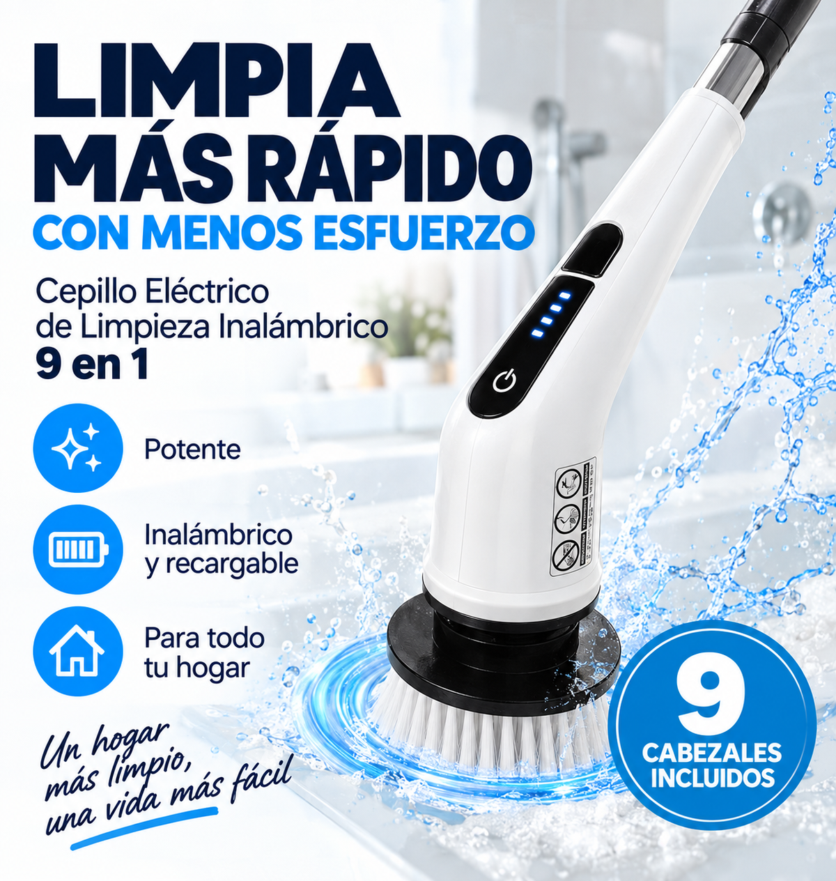 CEPILLO ELÉCTRICO DE LIMPIEZA 9 EN 1