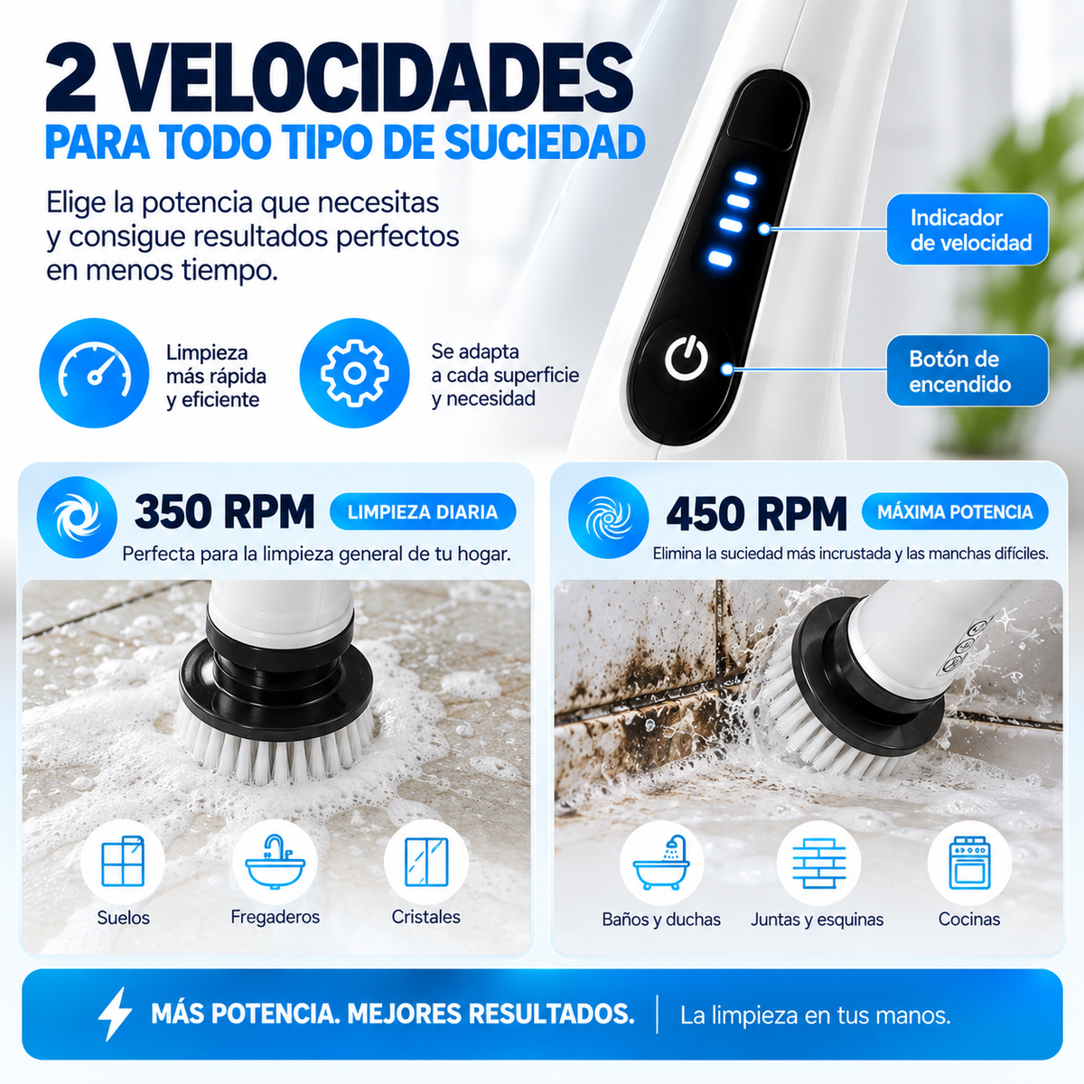 CEPILLO ELÉCTRICO DE LIMPIEZA 9 EN 1