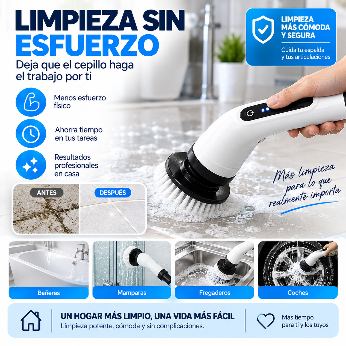 CEPILLO ELÉCTRICO DE LIMPIEZA 9 EN 1