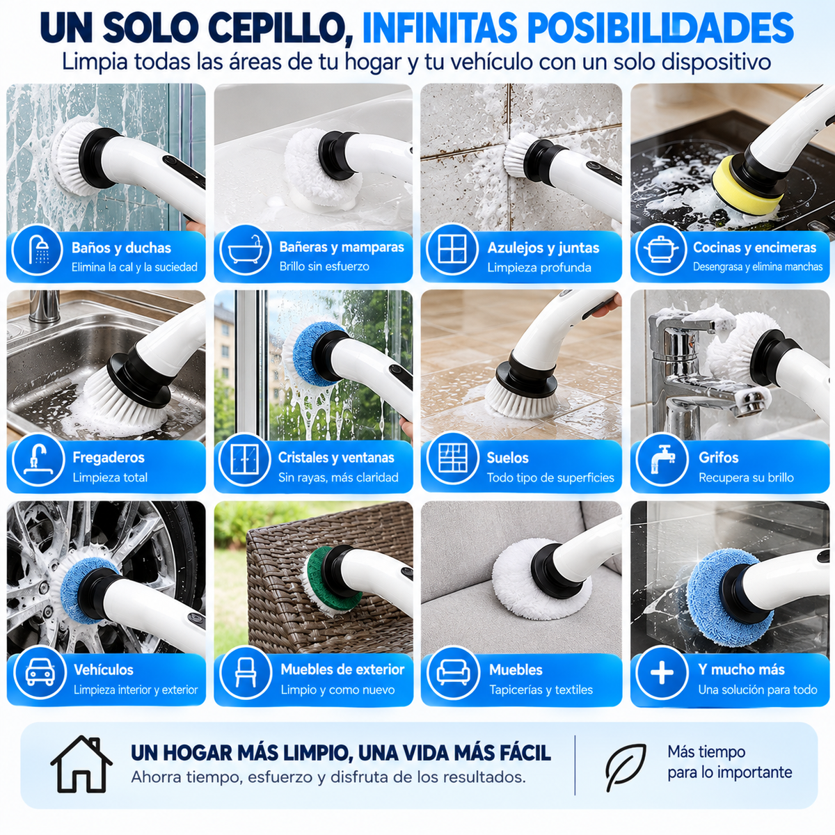 CEPILLO ELÉCTRICO DE LIMPIEZA 9 EN 1