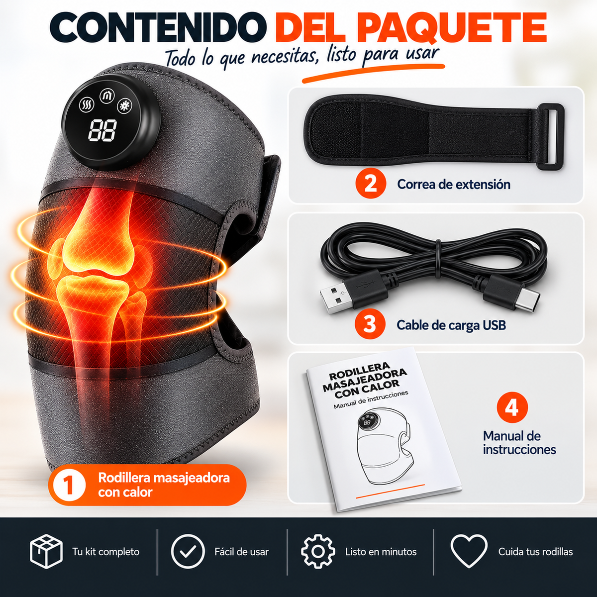 RODILLERA DE MASAJE 3 EN 1 CON CALOR